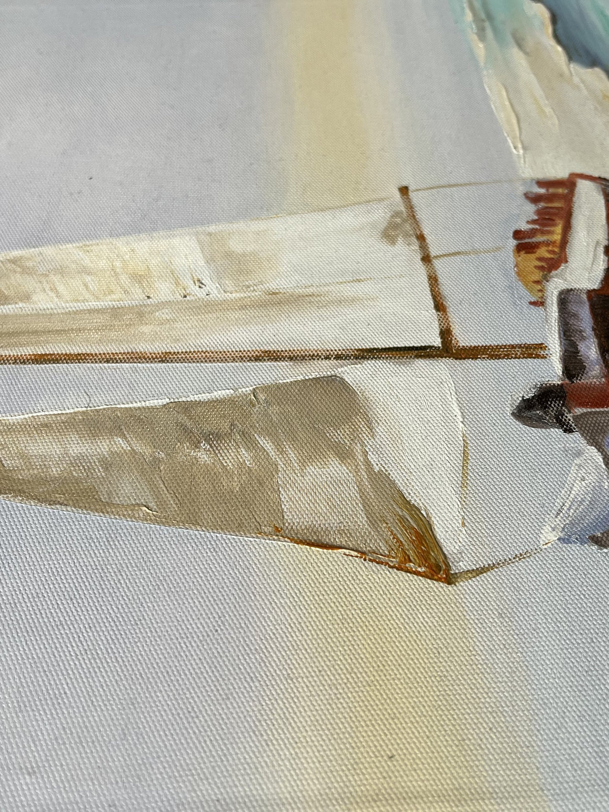 Nahaufnahme der Maltextur von Weite
